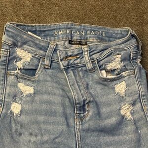 American Eagle Outfitters Light Wash High-Rise Distressed Jeans